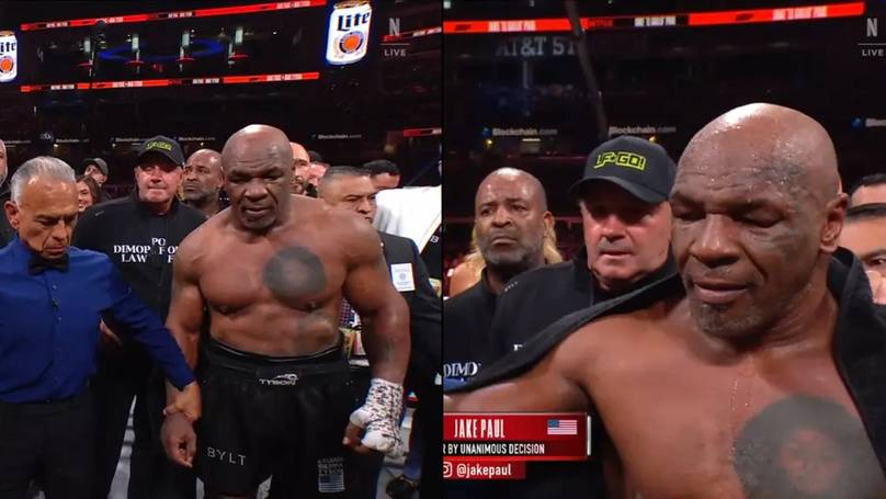 "Unmasking Emotion: What This Subtle Gesture Reveals About Mike Tyson's True Reaction After Jake Paul's Triumph"