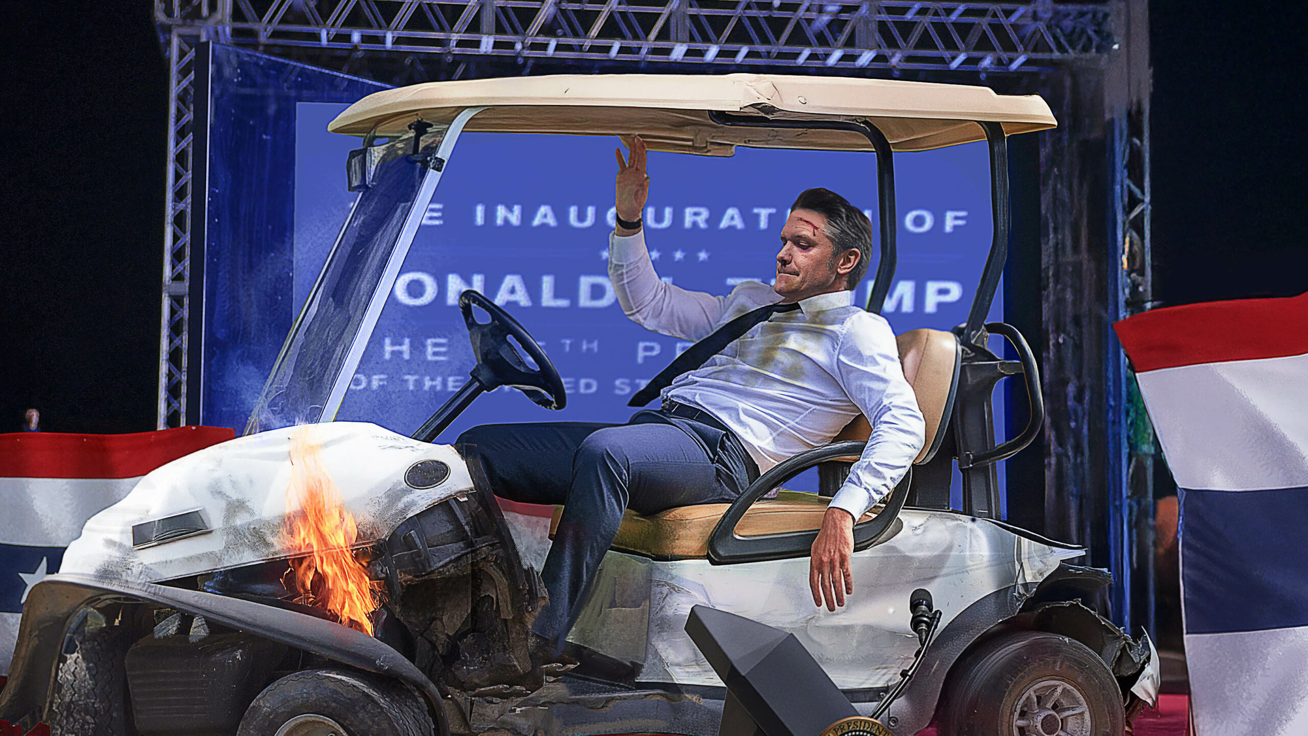 "Chaos at the Inauguration: Pete Hegseth's Wild Golf Cart Incident Leaves Spectators in Shock!"