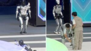 Unbelievable Robot Olympics Crash: Humanoid Faces Unexpected Failure Live on Stage!