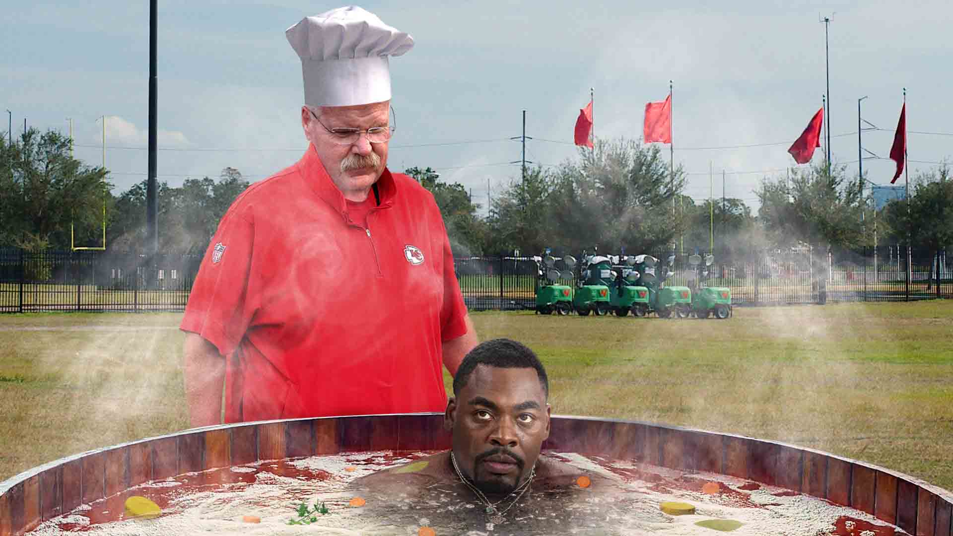Why Is Andy Reid Telling Chris Jones to Bathe in a Tub of Chopped Veggies?