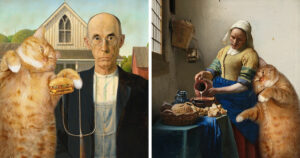You Won’t Believe How This Artist’s Chubby Orange Cat Transforms Iconic Classical Paintings—42 Surprising Pics Inside!