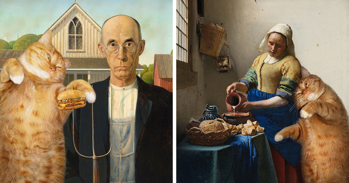 You Won’t Believe How This Artist’s Chubby Orange Cat Transforms Iconic Classical Paintings—42 Surprising Pics Inside!