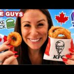 American Tries Canadian Fast Food! Feat: KFC, Taco Bell, Five Guys, & Shake Shack