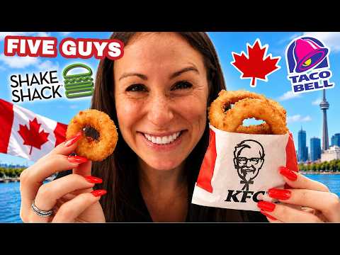 American Tries Canadian Fast Food! Feat: KFC, Taco Bell, Five Guys, & Shake Shack